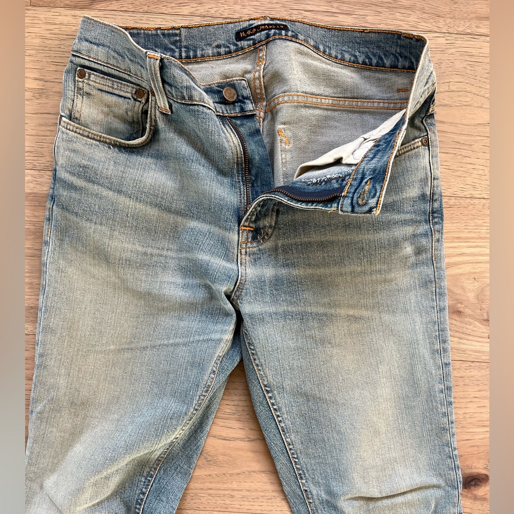 Nudie Jeans Brute Knut, pale blue jeans size 28/30.